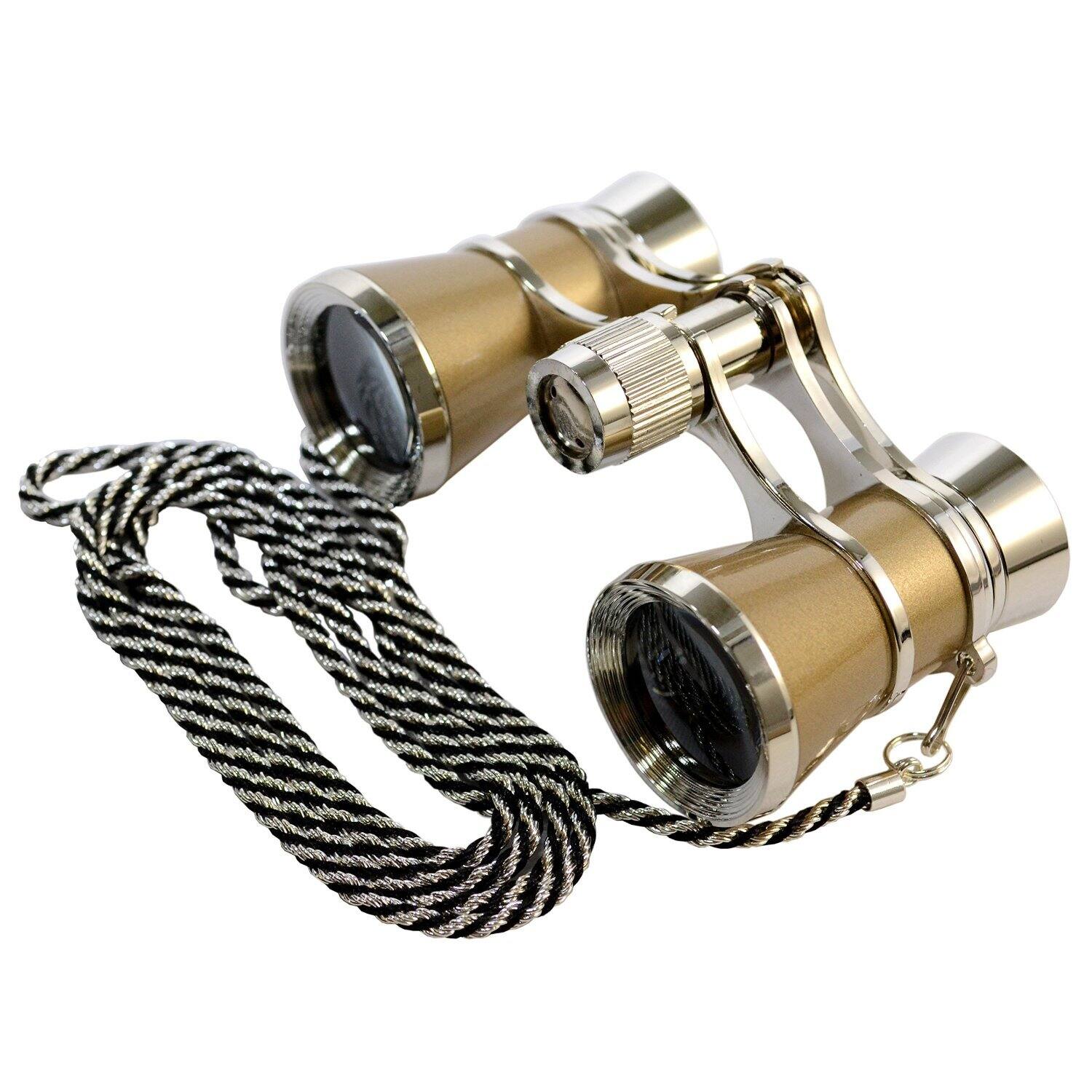 Angle. HQRP - HQRP 3x25 Opera Glasses Theater Binoculars, Golden with Silver Trim, Crystal Clear Optics, Neck Chain, Central Focus.