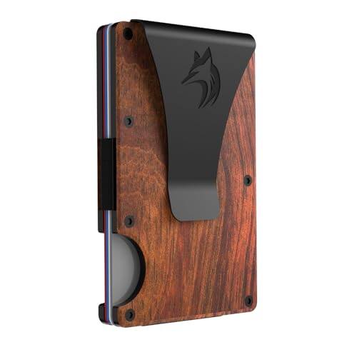 Front. Vulpecula Spade - Slim RFID Blocking Wallet For Men - Light Weight, Durable & Compact- Minimalist Wallet With Money Clip (Walnut) - Walnut.
