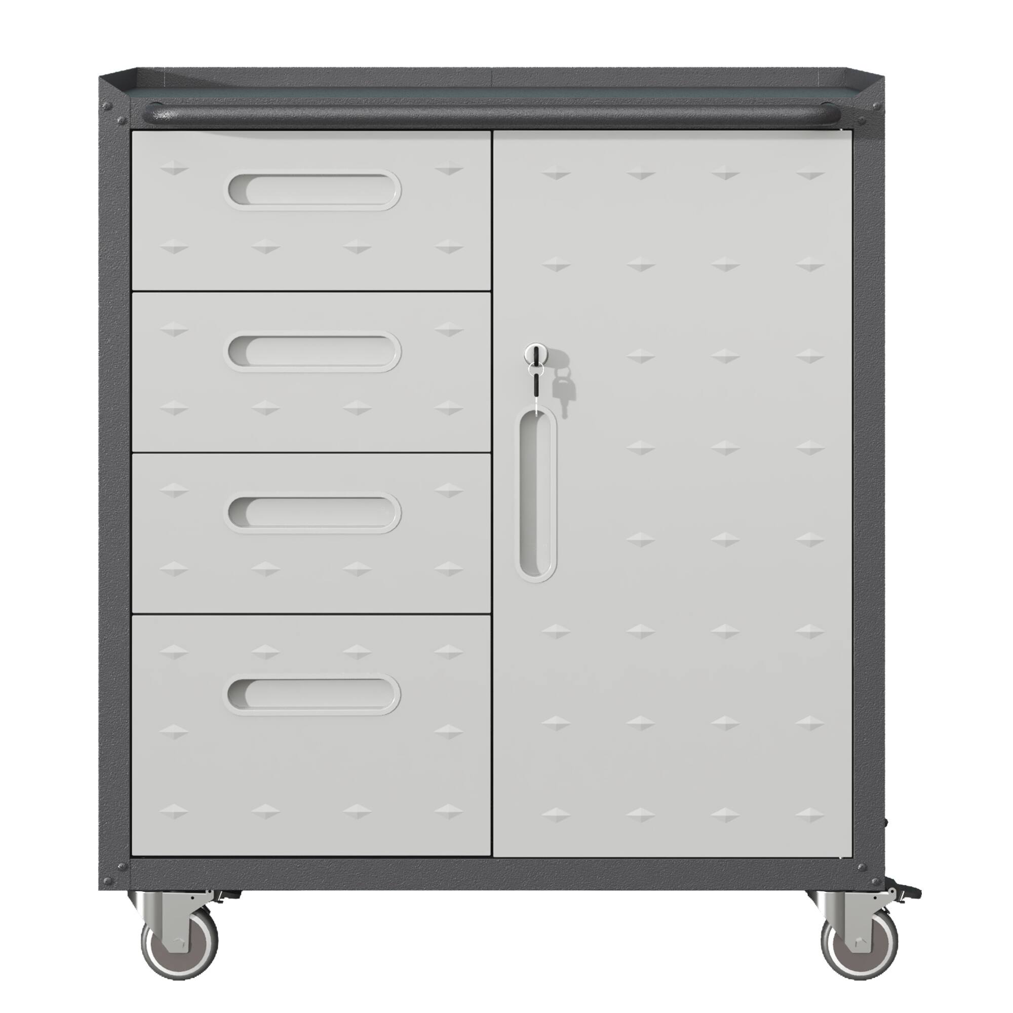 Left. LOVMOR - Sturdy Metal Tool Storage Cabinet with Wheels for Garage Office and Home Organization Solutions.