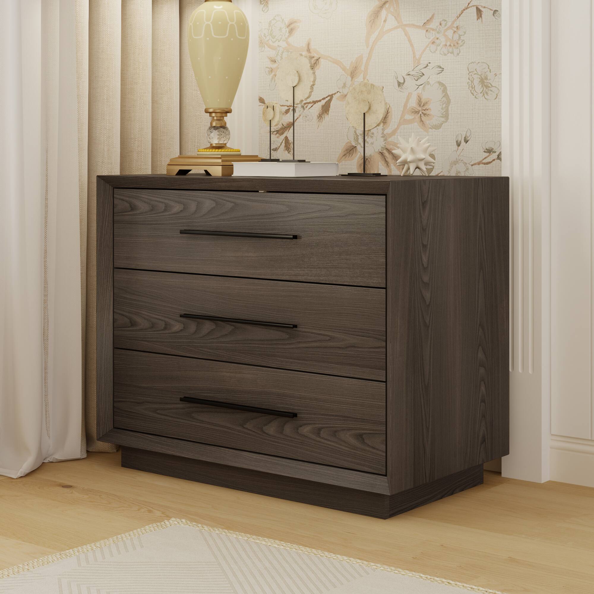 Alt View 2. Famapy - Famapy 3 - Drawer Nightstand: Organized Storage + Anti - Tipping Safety - Brown.