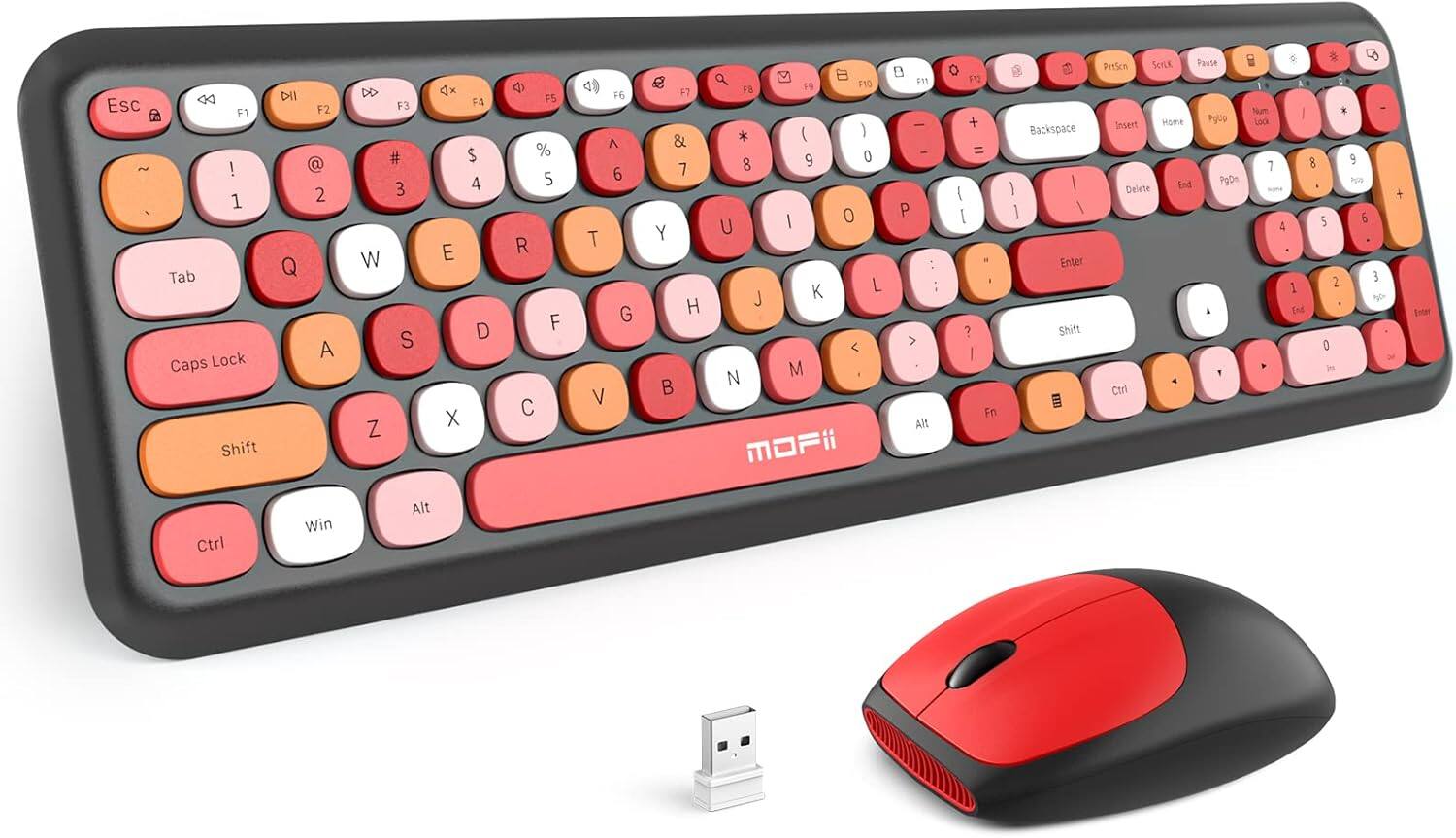 SaharaCase - Wireless Keyboard and Mouse Combo with Flush Keys - Black Red