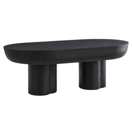 FurniFact - Oval Concrete Coffee Table with Modern Design and Sturdy Surface - Black