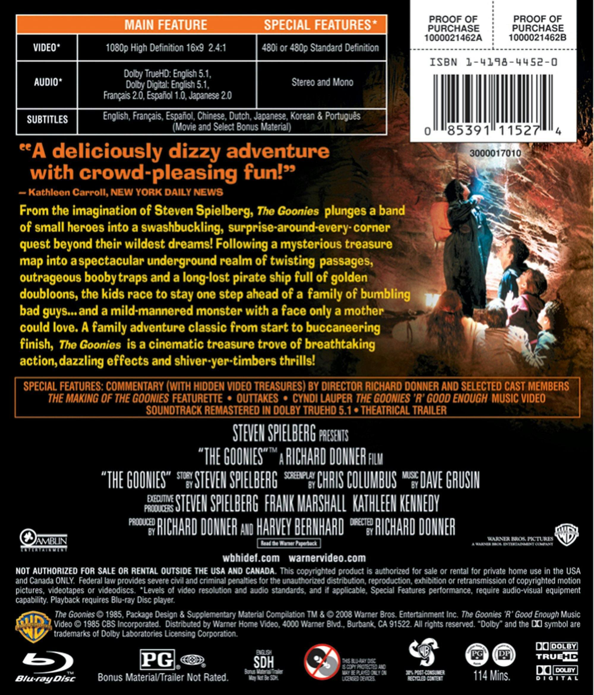 Back. The Goonies [Blu-ray].