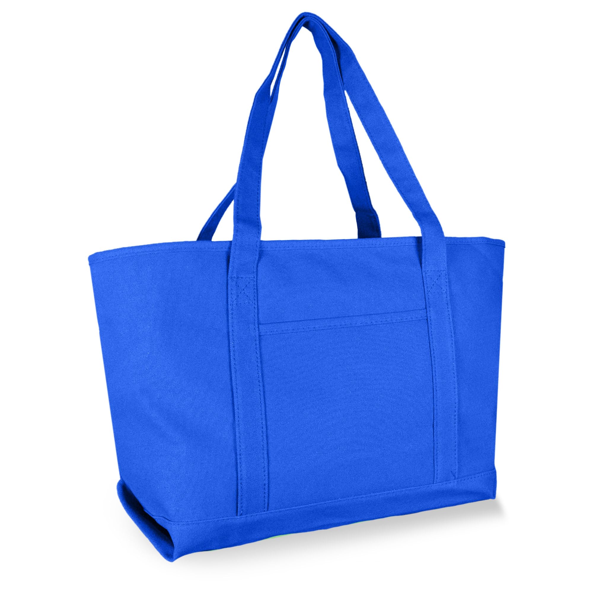 Front. DORLUKFU - Womens 23" Deluxe 24 oz. Cotton Canvas Tote Bag Zippered in Royal Blue - Royal Blue.