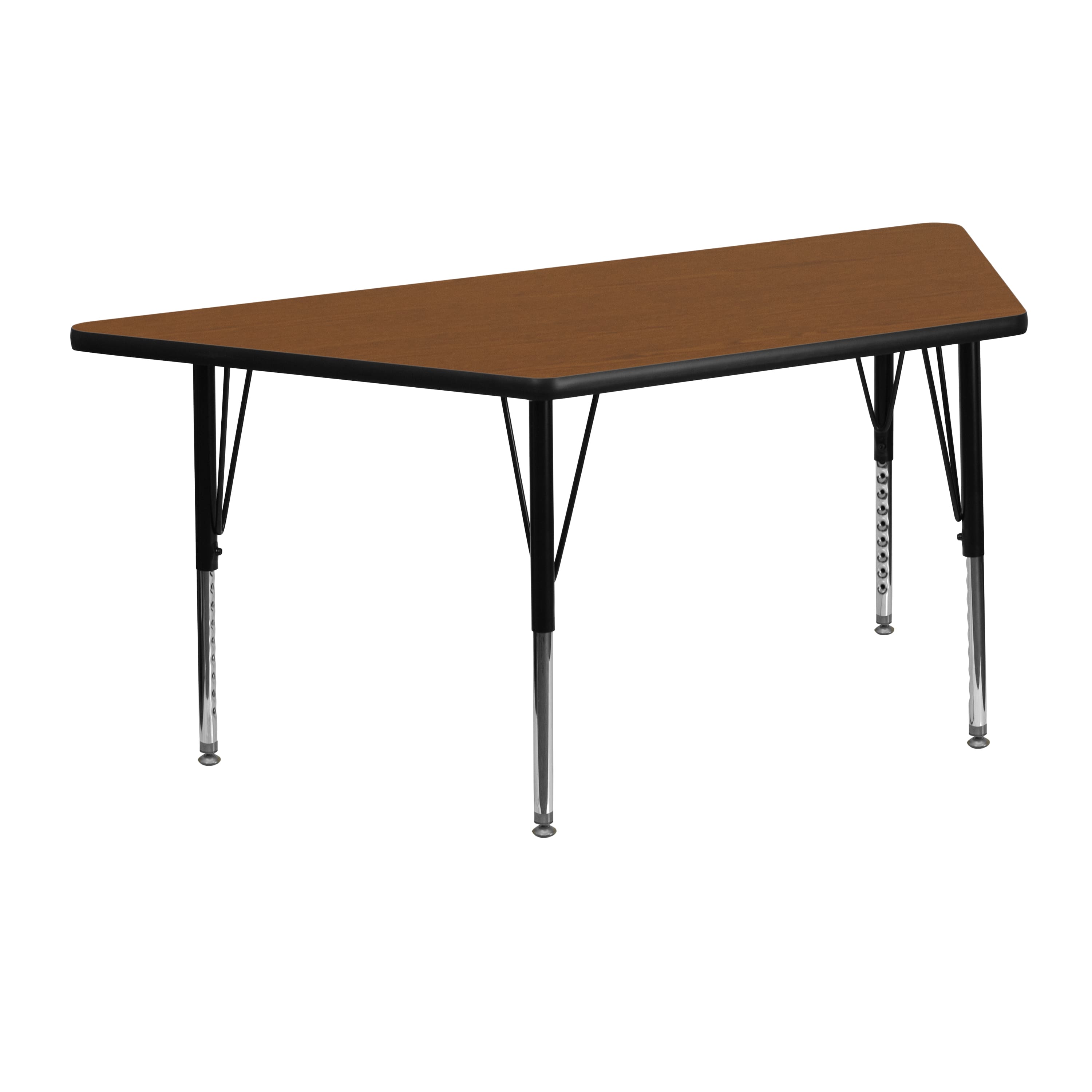 Flash Furniture - Wren 22.5''W x 45''L Trapezoid Oak HP Laminate Activity Table - Height Adjustable Short Legs - Brown price history on PriceWatchPro