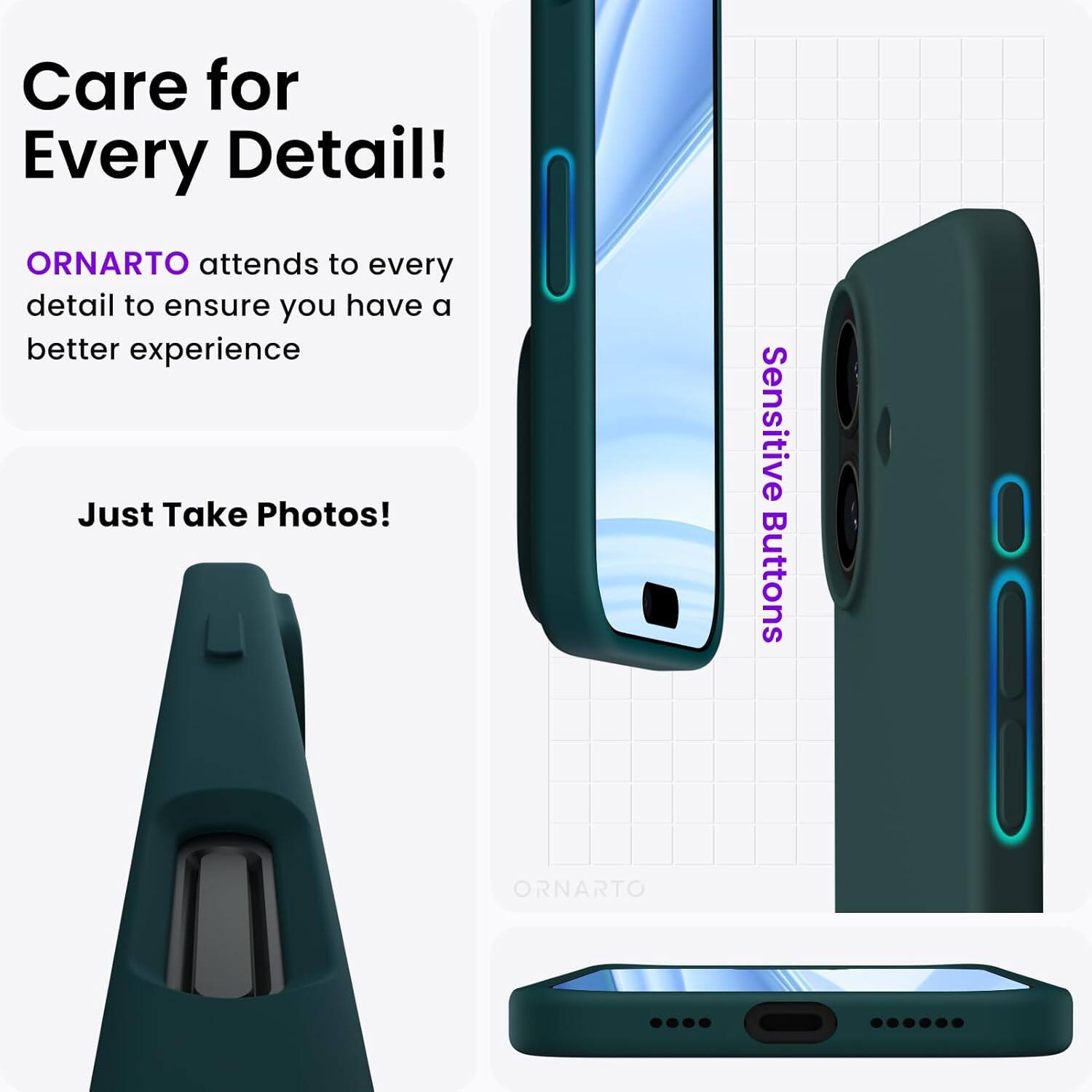 Care for Every Detail! ORNARTO attends to every detail to ensure you have a better experience. Just Take Photos! Sensitive Buttons. ORNARTO