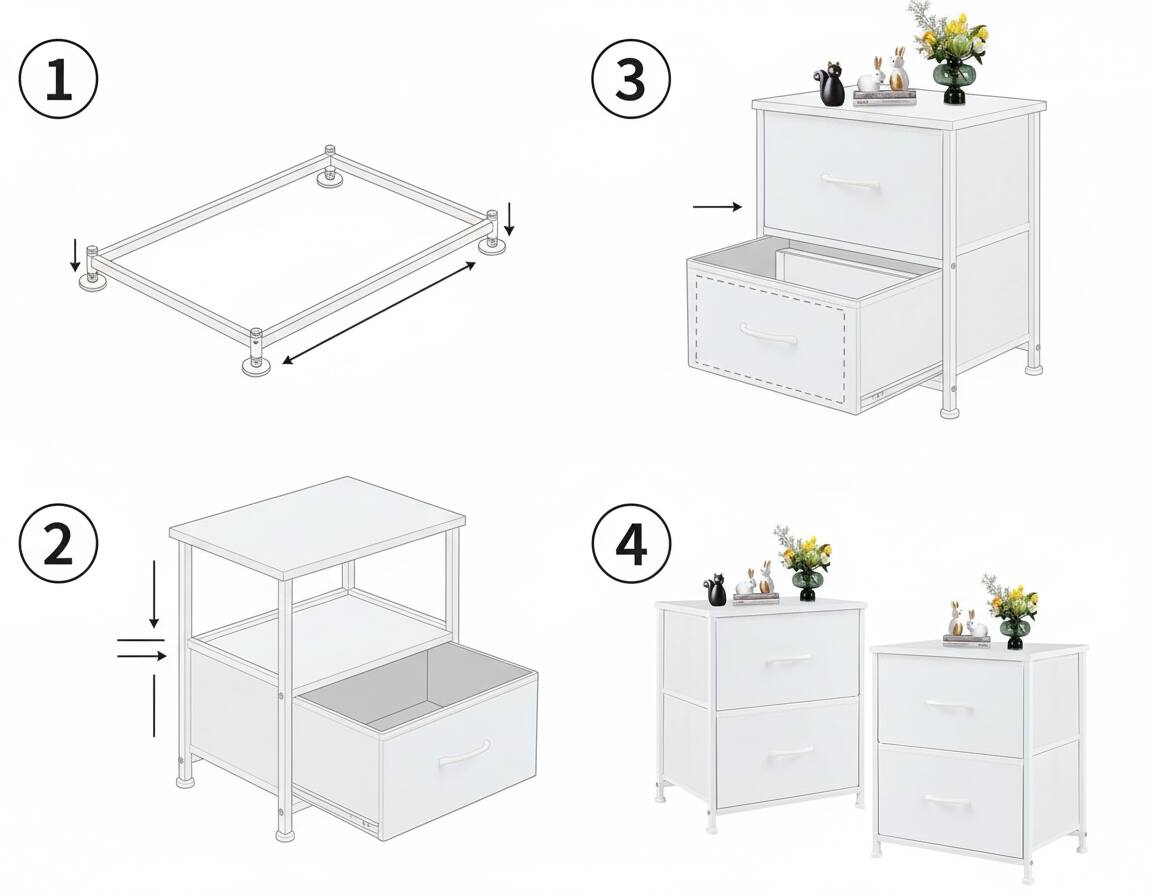 Alt View 2. AOITUN - Nightstand Set with 2 Storage Drawers - Ideal for Dorm or Bedroom - Perfect for Daily Use and Storage Needs - White.
