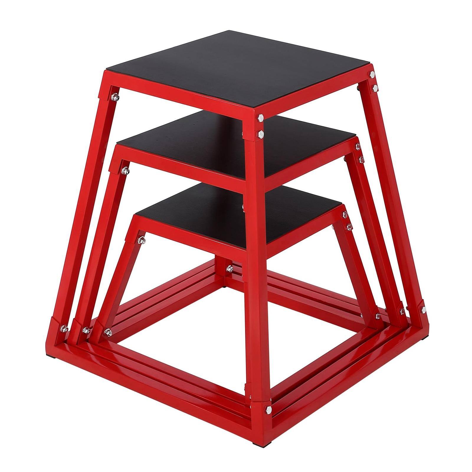 Alt View 4. TROPOW - Plyometric Jump Box, Heavy-Duty Steel Plyo Box, 12, 18, 24 Inch Options - red.