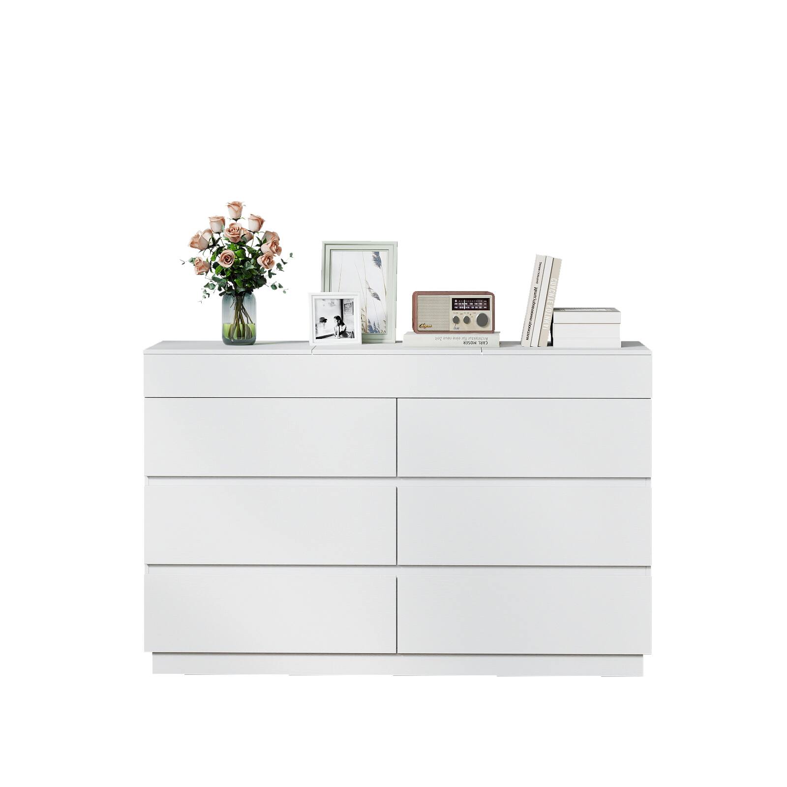 Alt View 1. Winado - 6-Drawer Chests of Drawers Dresser with Flip-Top Mirror and Hidden Compartment Storage Cabinet for Bedroom Living Room - White.