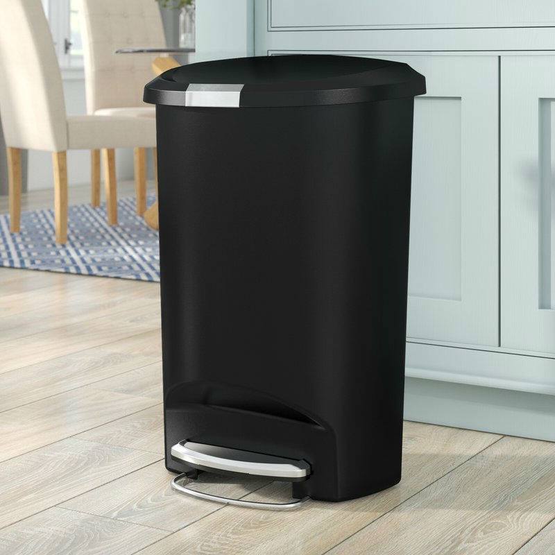 Alt View 1. Hivvago - Black 13-Gallon Kitchen Trash Can with Foot Pedal Step Lid - Black.