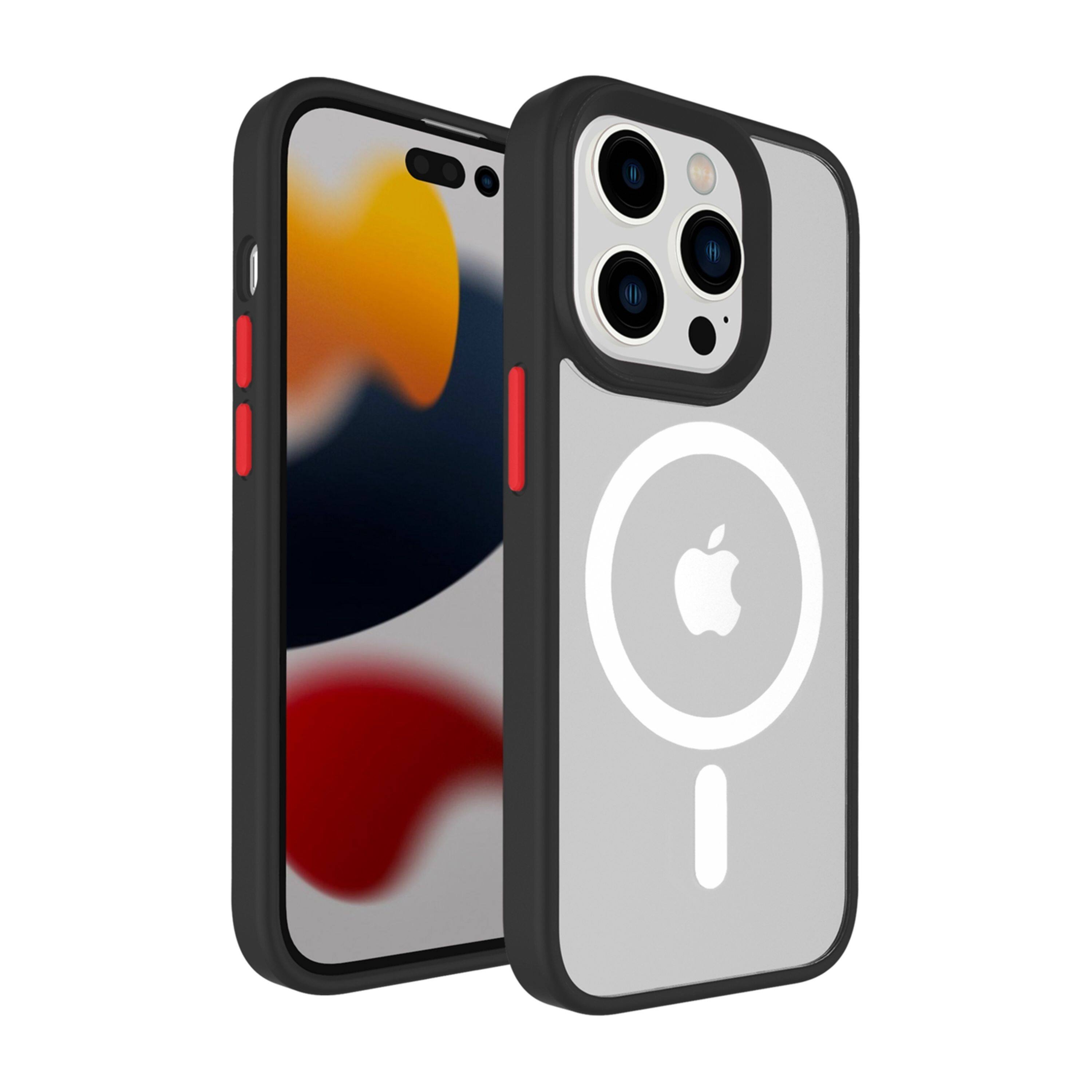 Front. Kitcheniva - Vibrant Magnetic Ring Multicolor Button Protective Cover With Tempered Glass For iPhone 12 Pro Max Black - Black.