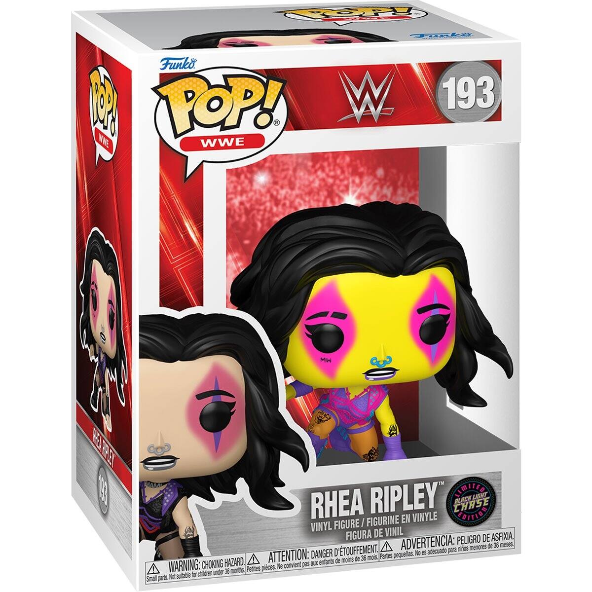 VOP! Funko POP! WWE  
RIPLEY LIMITED LIGHT RHEA CHASE BLACK FIGURE / FIGURINE EN VINYLE EDITION VINYL VINIL FIGURA DE VINIL  
ADVERTENCIA: PELIGRO DE ASFIXIA, D'TOUFFEMENT, adecuado para niños menores de 36 meses, DANGER, ATTENTION: pas aux enfants de moins de 36 mois, WARNING: Small parts. Not suitable for children under 36 months, Petites pièces. Ne convient pas aux enfants de moins de 36 mois.