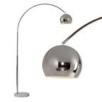 Front. Brightech - Olivia LED Modern Contemporary Arc Super Bright Floor Lamp with Heavy Marble Base - Glossy Chrome.