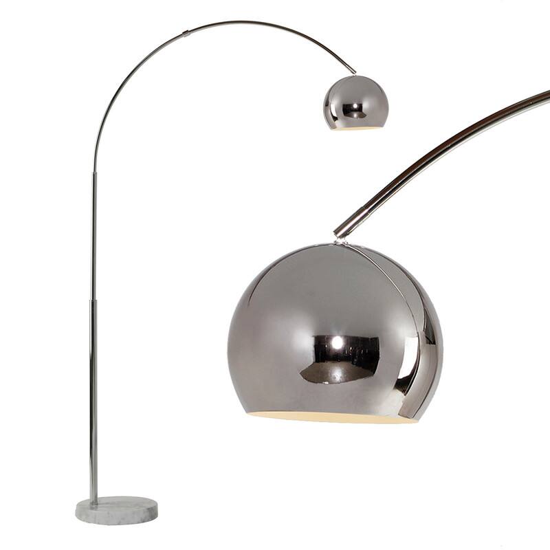 Brightech - Olivia LED Modern Contemporary Arc Super Bright Floor Lamp with Heavy Marble Base - Glossy Chrome