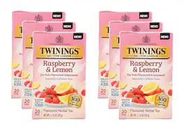 Twinings - Raspberry & Lemon Flavoured Herbal Tea, 20 Count Box, Pack of 6