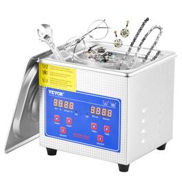 VEVOR - Professional Ultrasonic Cleaner, 0.3 L Ultrasonic Jewelry Cleaner with Digital Timer & Heater - Silver