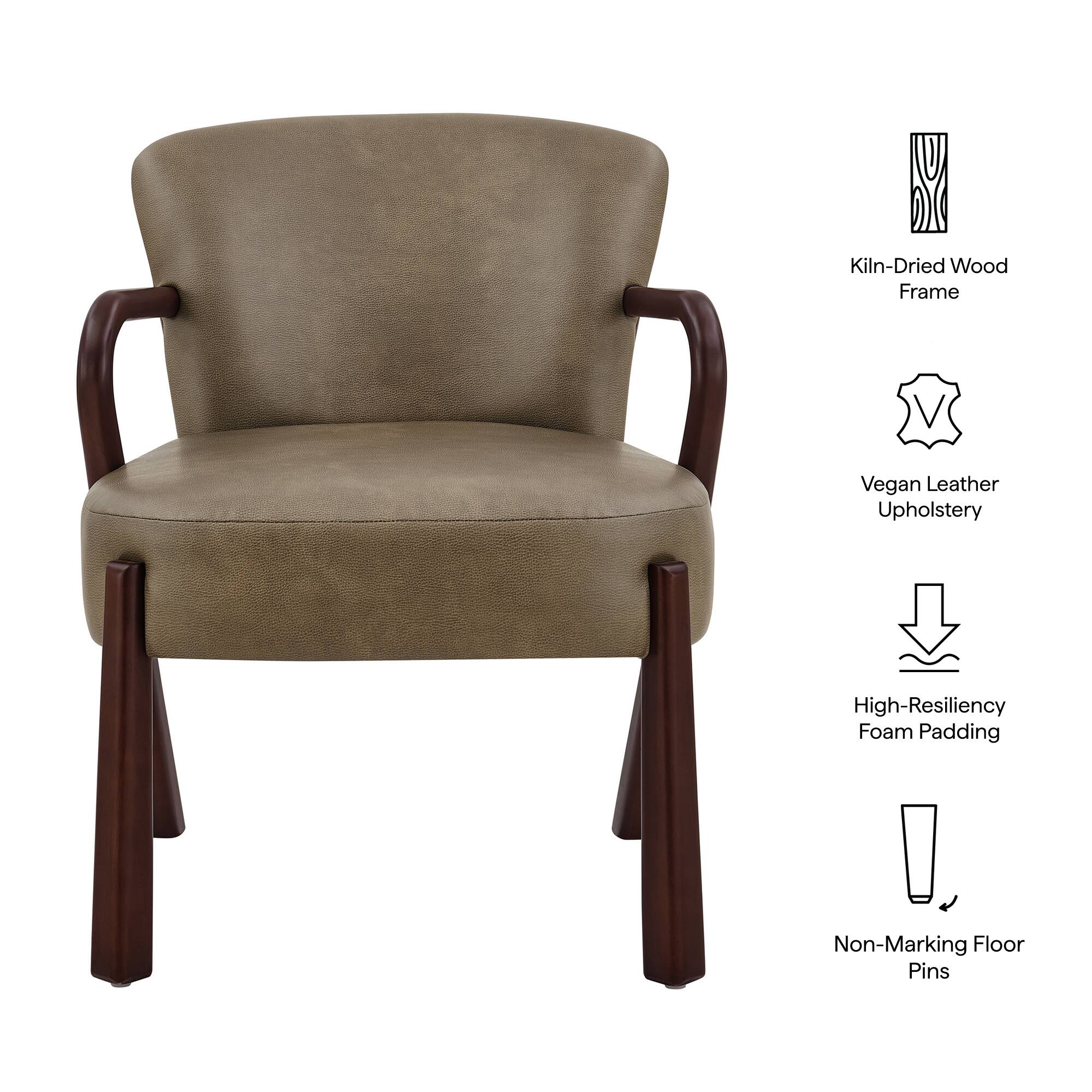 Kiln-Dried Wood Frame  
Vegan Leather Upholstery  
High-Resiliency Foam Padding  
Non-Marking Floor Pins