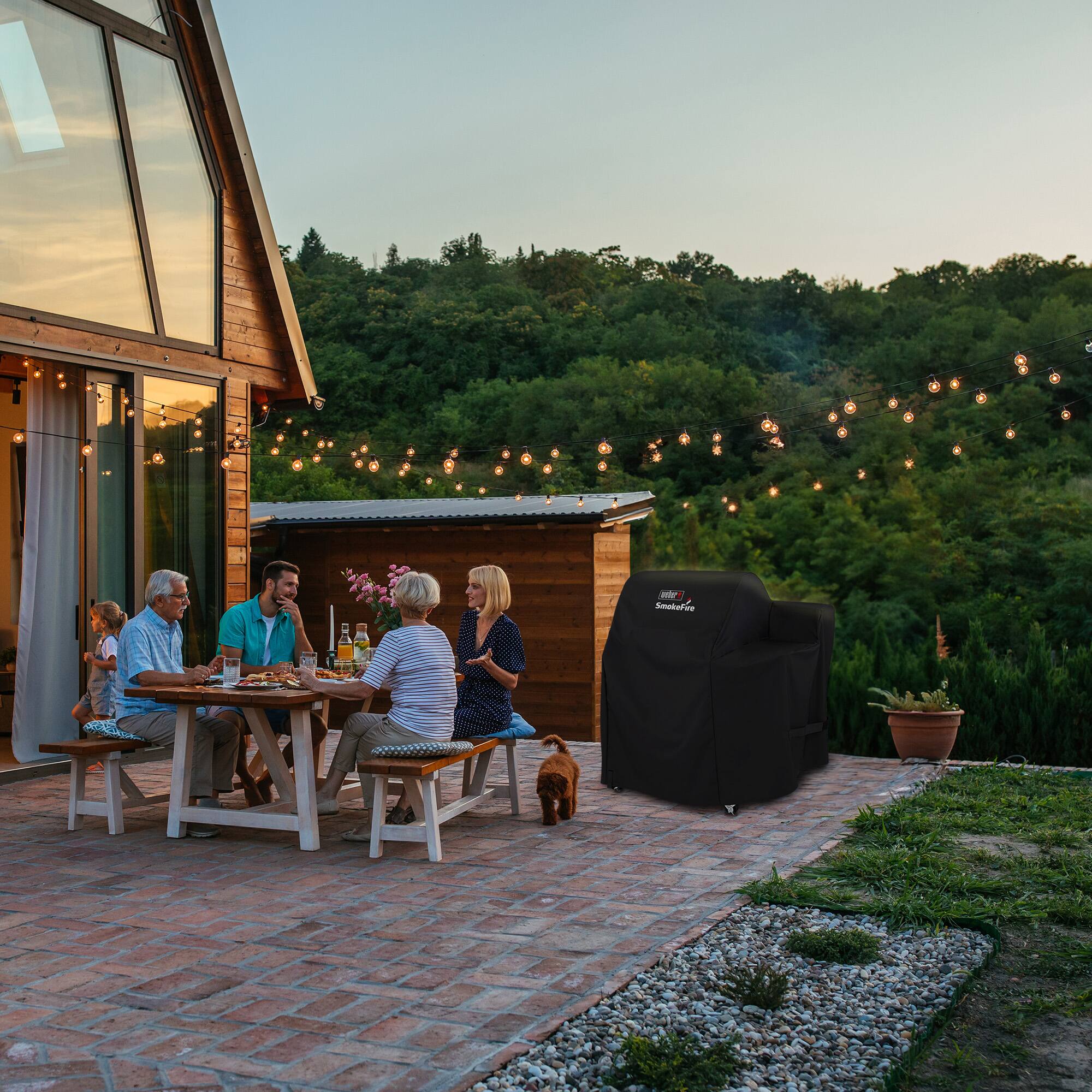 Alt View 2. Weber - Weber SmokeFire EX4 Wood Pellet BBQ Grill Heavy Duty Polyester Cover, Black - Black.