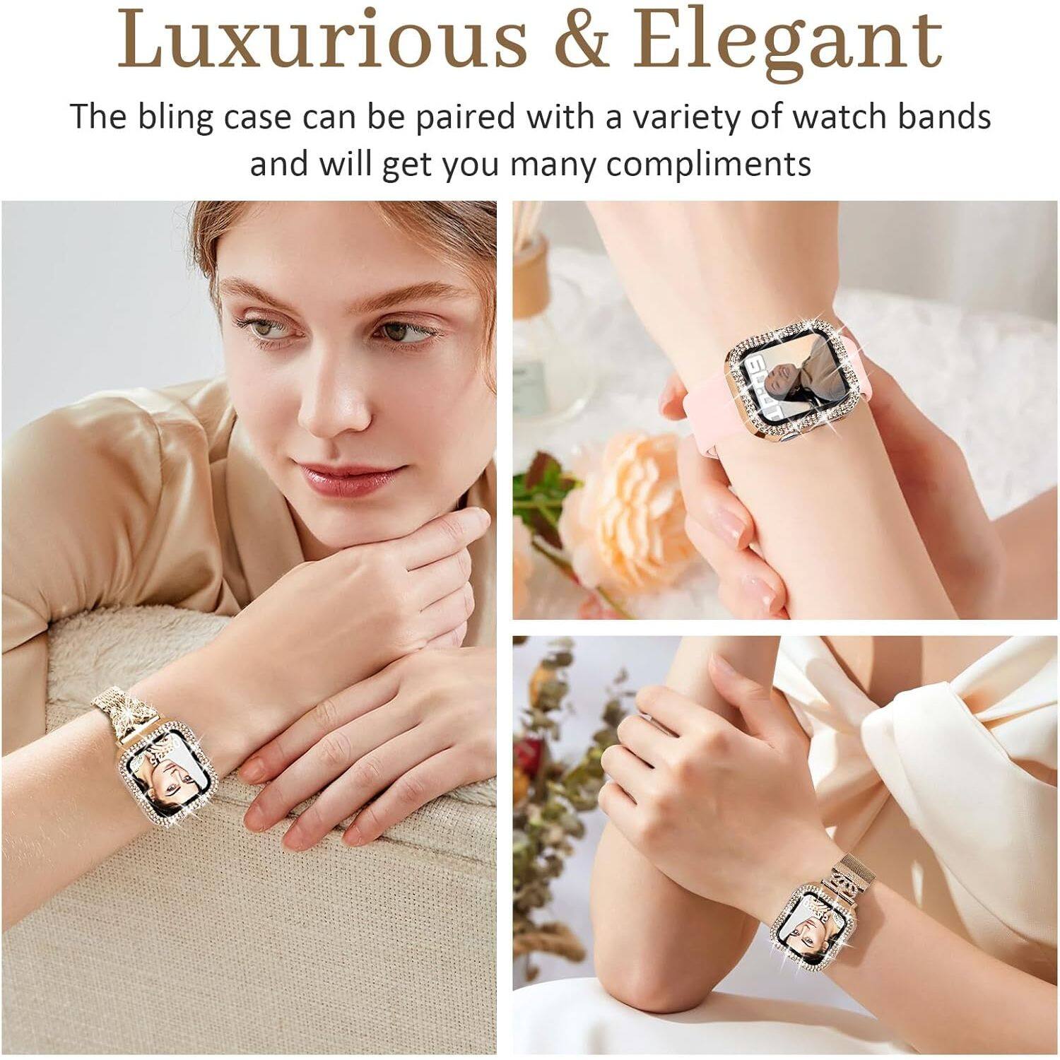 Luxurious & Elegant  
The bling case can be paired with a variety of watch bands and will get you many compliments