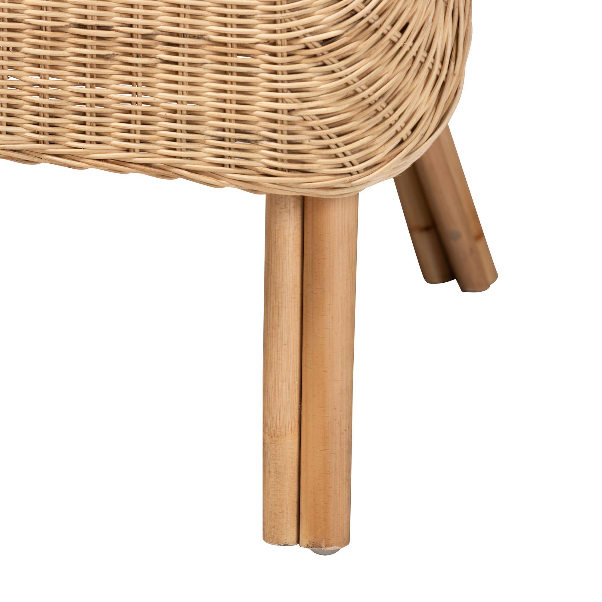 Alt View 2. bali & pari - Putri Modern Bohemian Natural Rattan Arm Chair - Natural Brown.