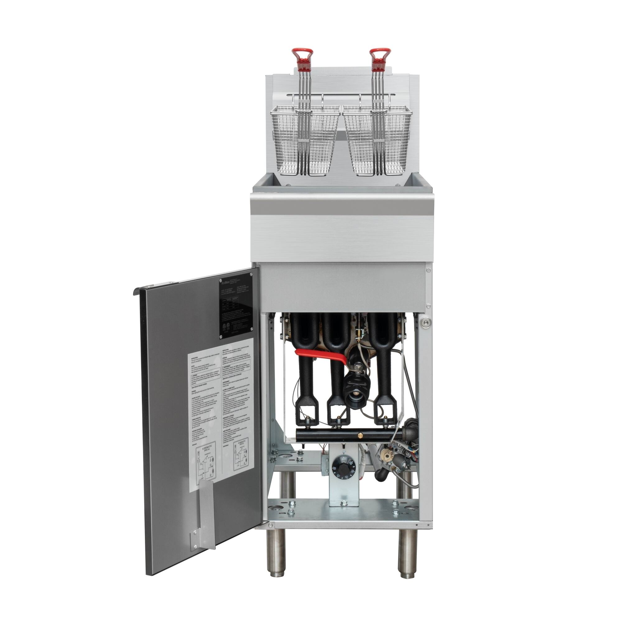 Alt View 4. Koolmore - 50 lb. Floor Standing Natural Gas Commercial Fryer with 120,000 BTU in Stainless-Steel, ETL Listed (KM-FDF50-NG) - Silver.