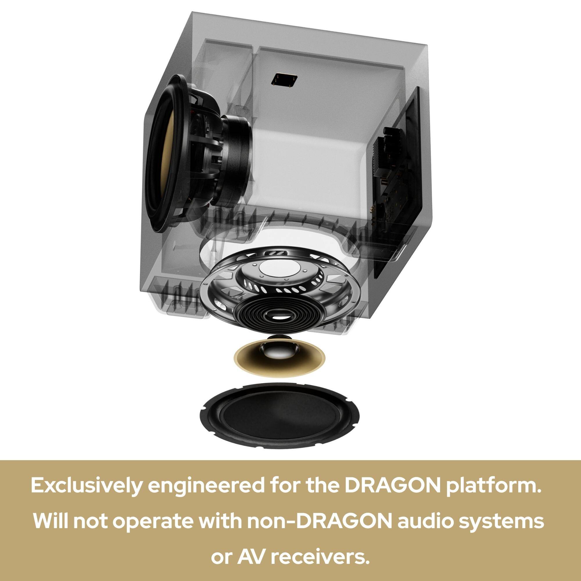 Exclusively engineered for the DRAGON platform. Will not operate with non-DRAGON audio systems or AV receivers.