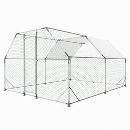RYHNUYNE - 10x13 Ft Galvanized Metal Walk-In Chicken Coop, Weatherproof Poultry Run with Water-Resistant Tarp