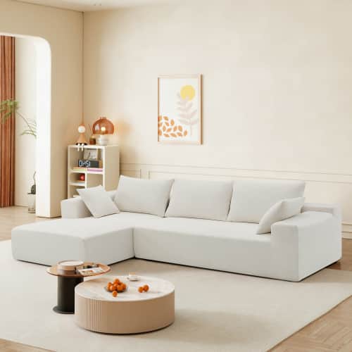 Auledio - 109*68" Modular Sectional Living Room Sofa Set,2 PC Free Combination, L-ShapeUpholstered Compressed Sofa,Cream - Cream