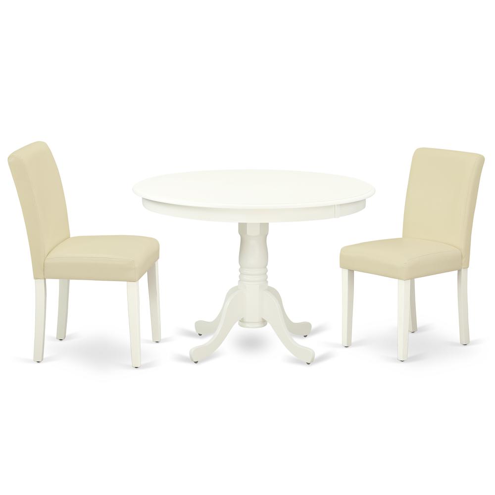 Back. East West Furniture - Dining Room Set Linen White - Brown.