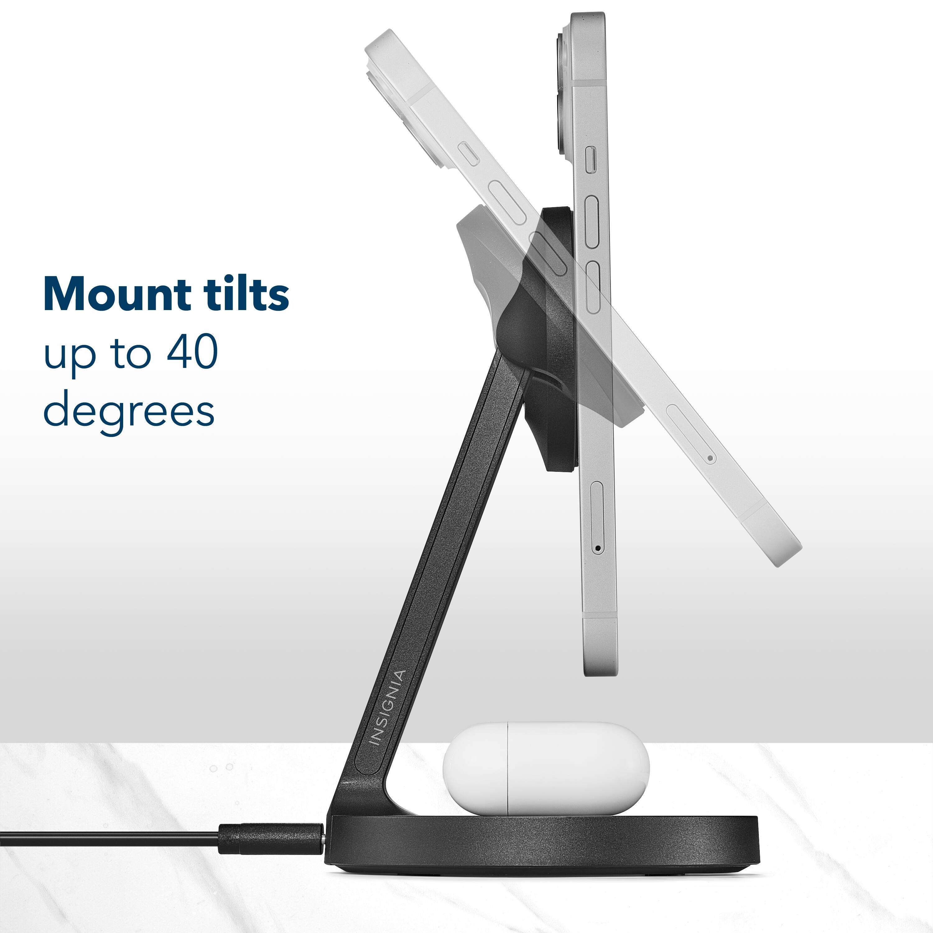 Mount tilts up to 40 degrees INSIGNIA