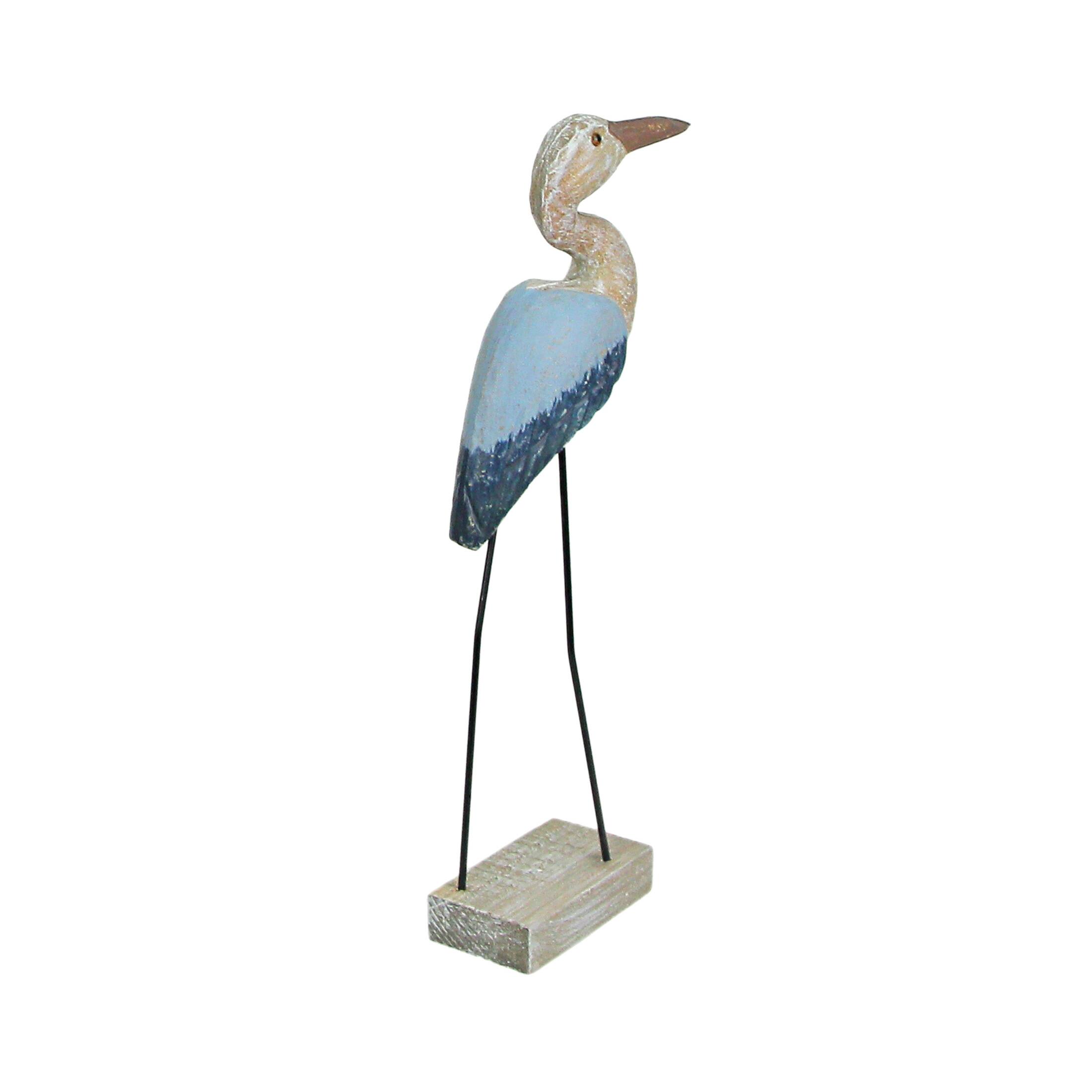 Alt View 2. J.D. Yeatts - 16 Inch Hand Carved Wood Blue Heron Bird Statue Home Coastal Decor Sculpture Art - Blue.