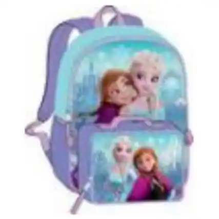Front. Disney - Disney Frozen Elsa & Anna 16" Backpack for School with Rectangular Lunch Bag, for Kids - Assorted Pre-Pack.
