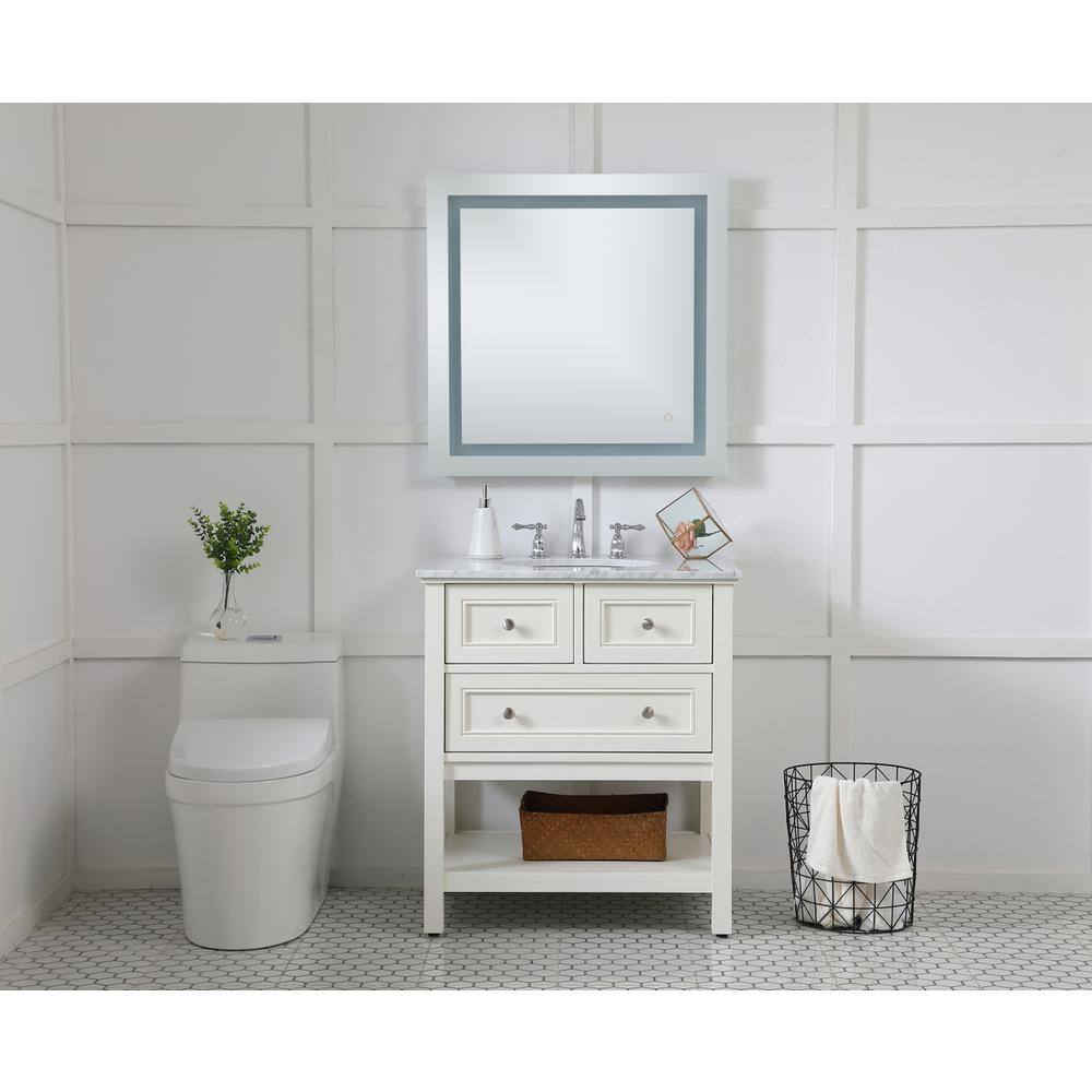 Back. Elegant Decor - Helios 30in x 30in Hardwired LED mirror - Silver.