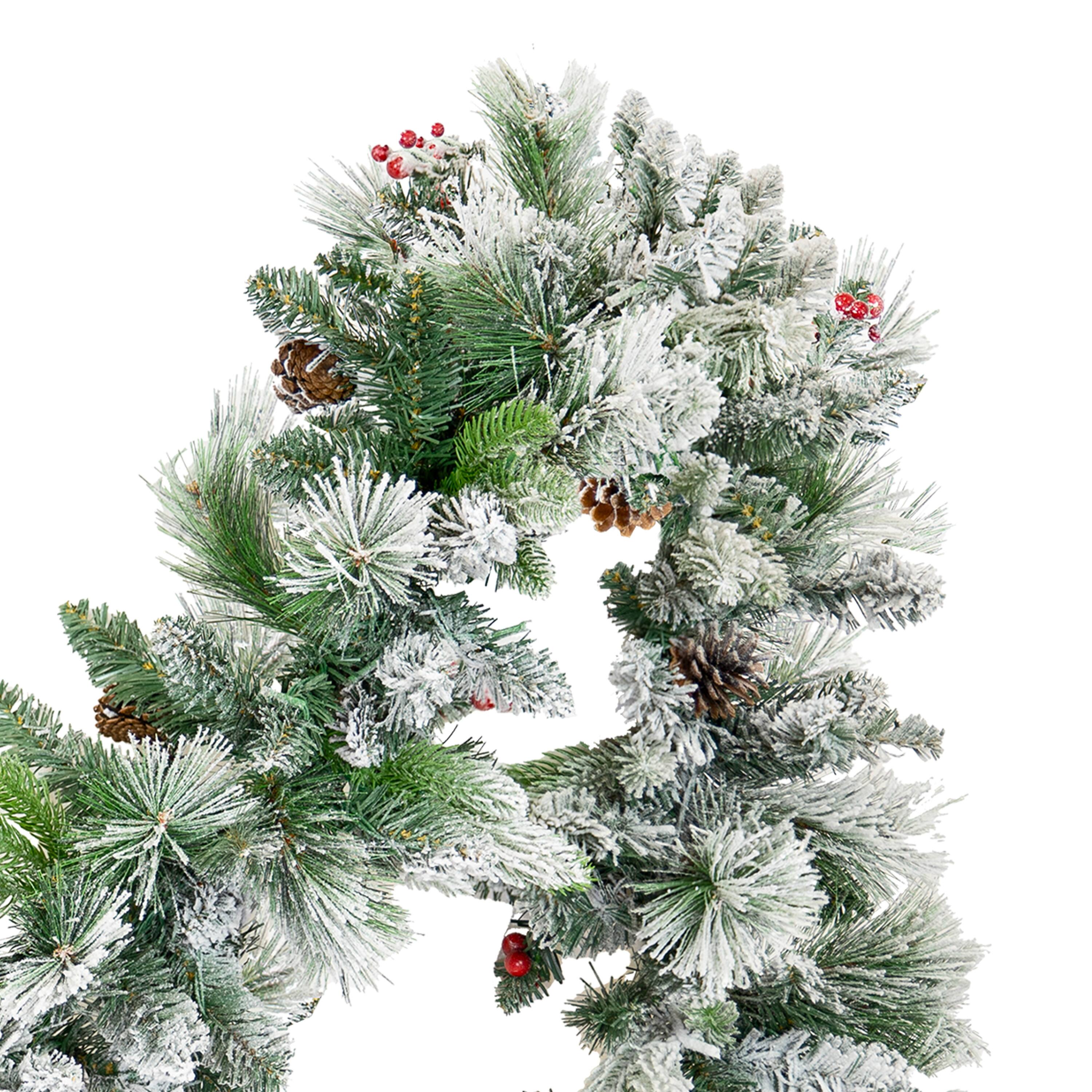 Alt View 8. Sunnydaze - Sunnydaze Holiday Glimmer 9' Pre-Lit PVC Garland - Flocked - White.