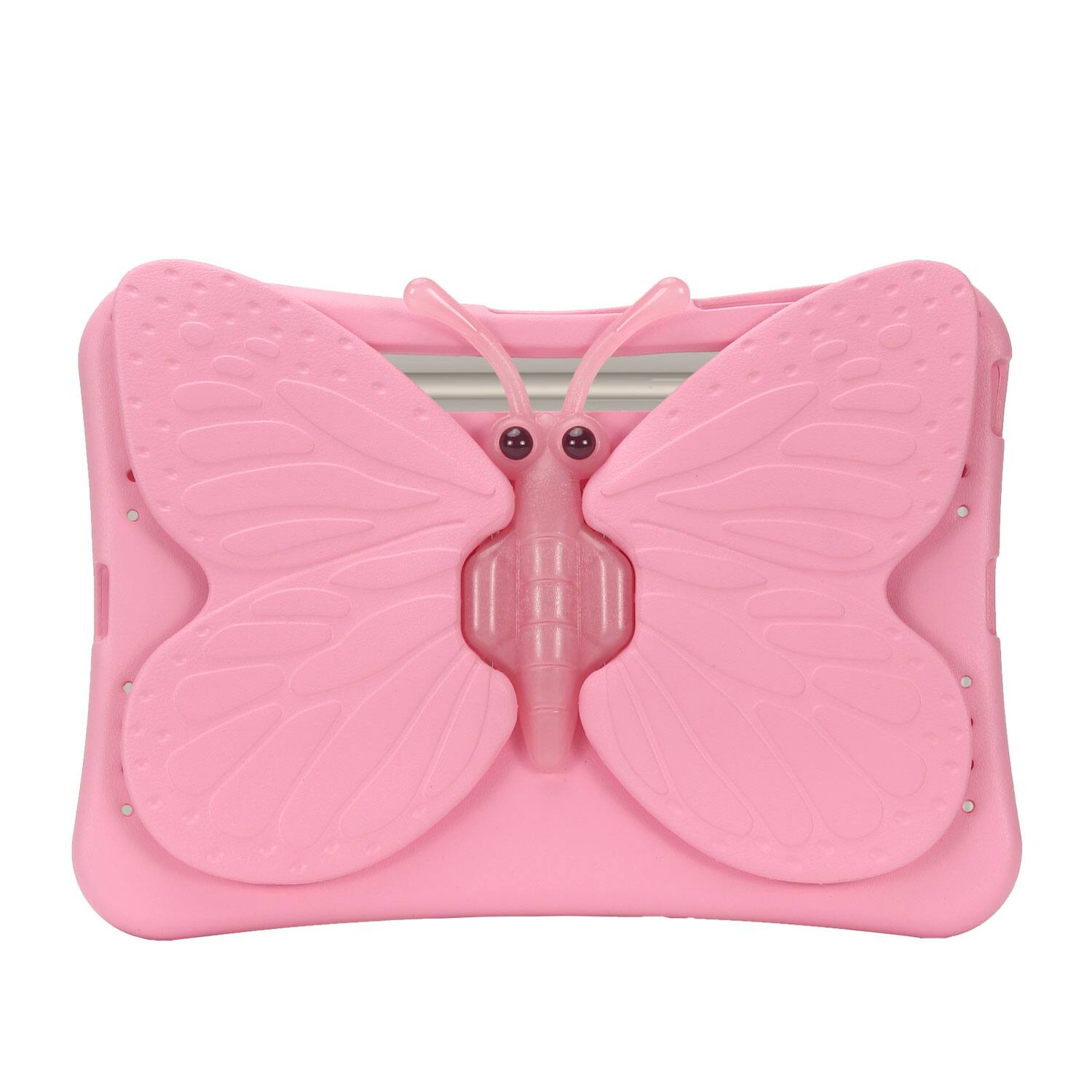 Angle. Dteck - Kids Butterfly Case for Samsung Galaxy Tab S9 FE+ 2023 & Tab S9+ & Tab S8+ & S7 FE,3D Cartoon EVA Shockproof Stand Cover - Pink.