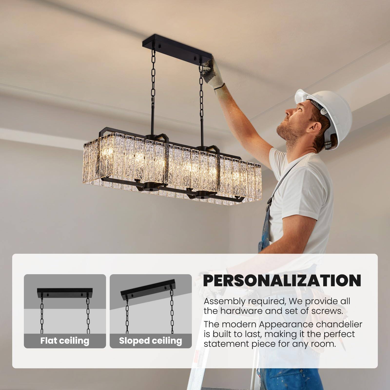 PERSONALIZATION

Assembly required, We provide all the hardware and set of screws. The modern Appearance chandelier is built to last, making it the perfect statement piece for any room.