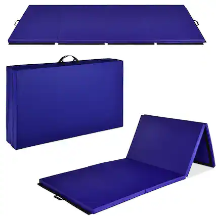 Front. Best Choice Products - Best Choice Products 10ftx4ftx2in Folding Gym Mat 4-Panel Gymnastics Workout Floor Mats w/ Handles Royal Blue - Royal Blue.