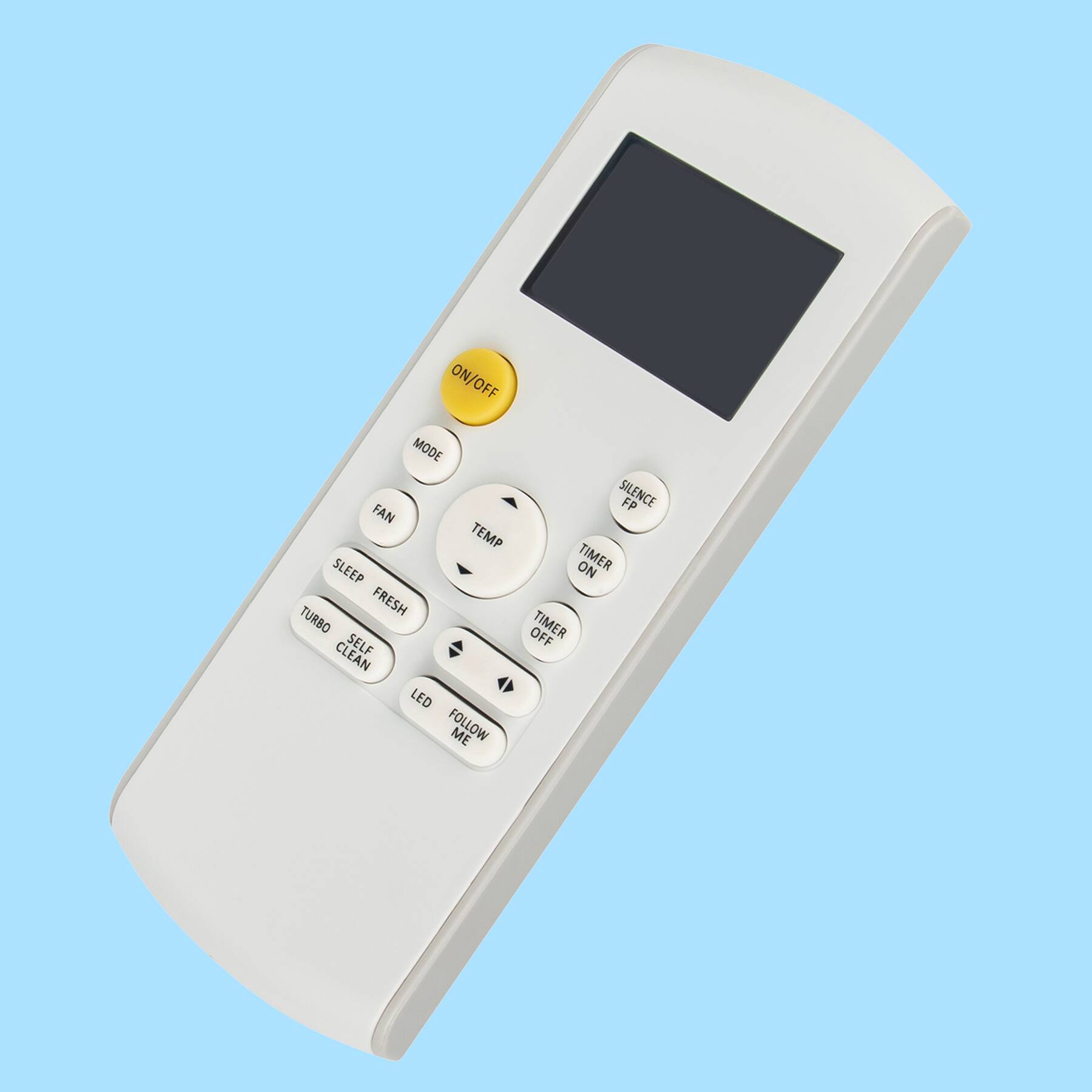 ON/OFF MODE FAN TEMP SLEEP FRESH TURBO CLEAN SELF LED FOLLOW ME SILENCE TIMER ON TIMER OFF