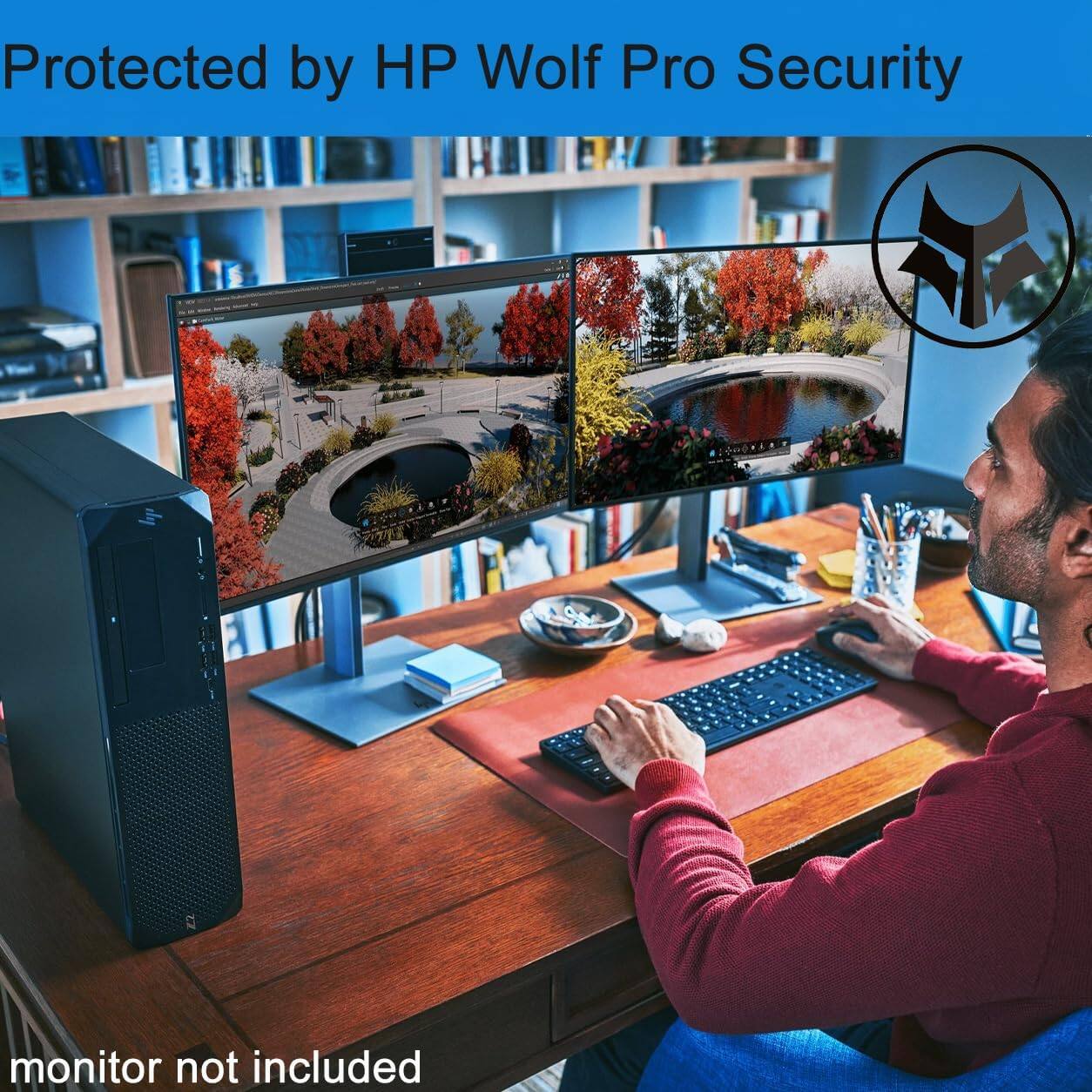Protected by HP Wolf Pro Security  
monitor not included