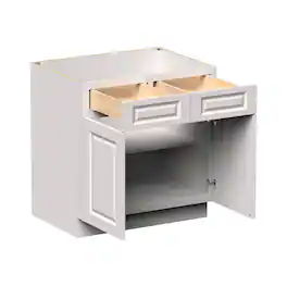 Boyel Living - 33-in W x 34.5-in H x 24-in D Shaker RTA Kitchen Base Cabinet with Soft-Close - Glacier White