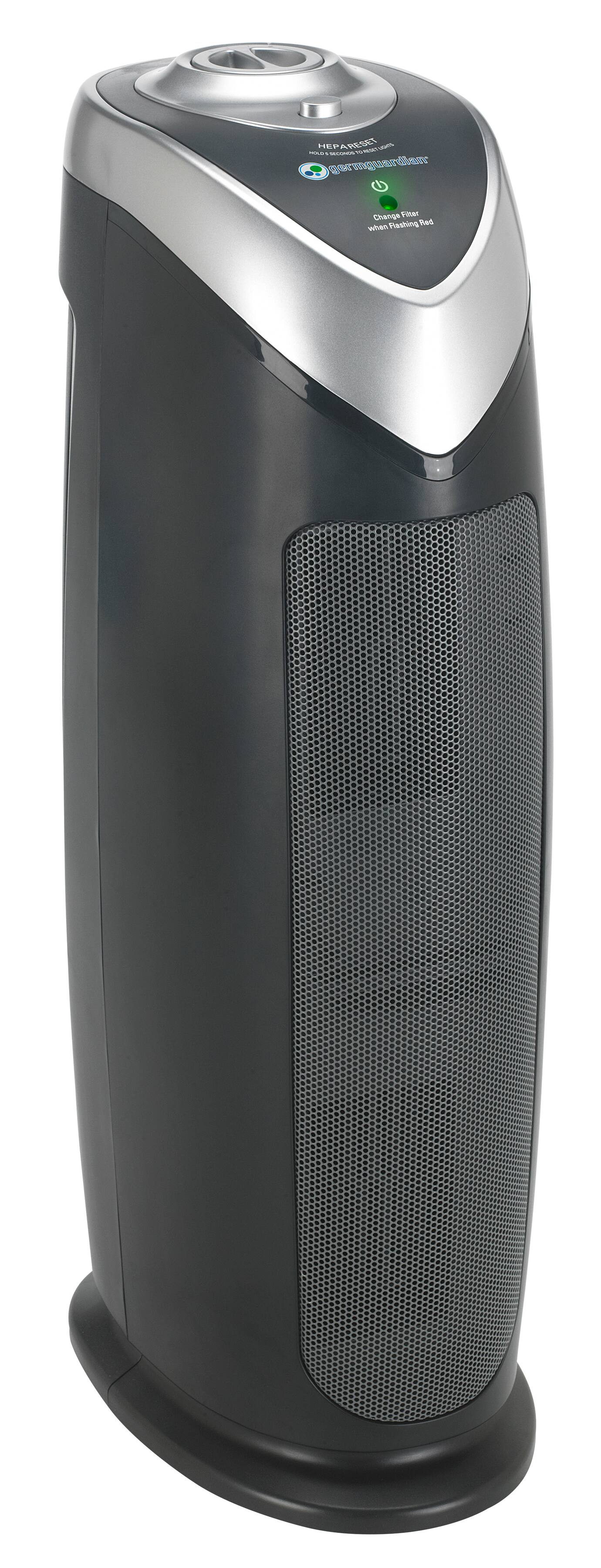Angle. GermGuardian - 22" Air Purifier Tower with True HEPA Pure Filter for 743 Sq. Ft Rooms - Gray.