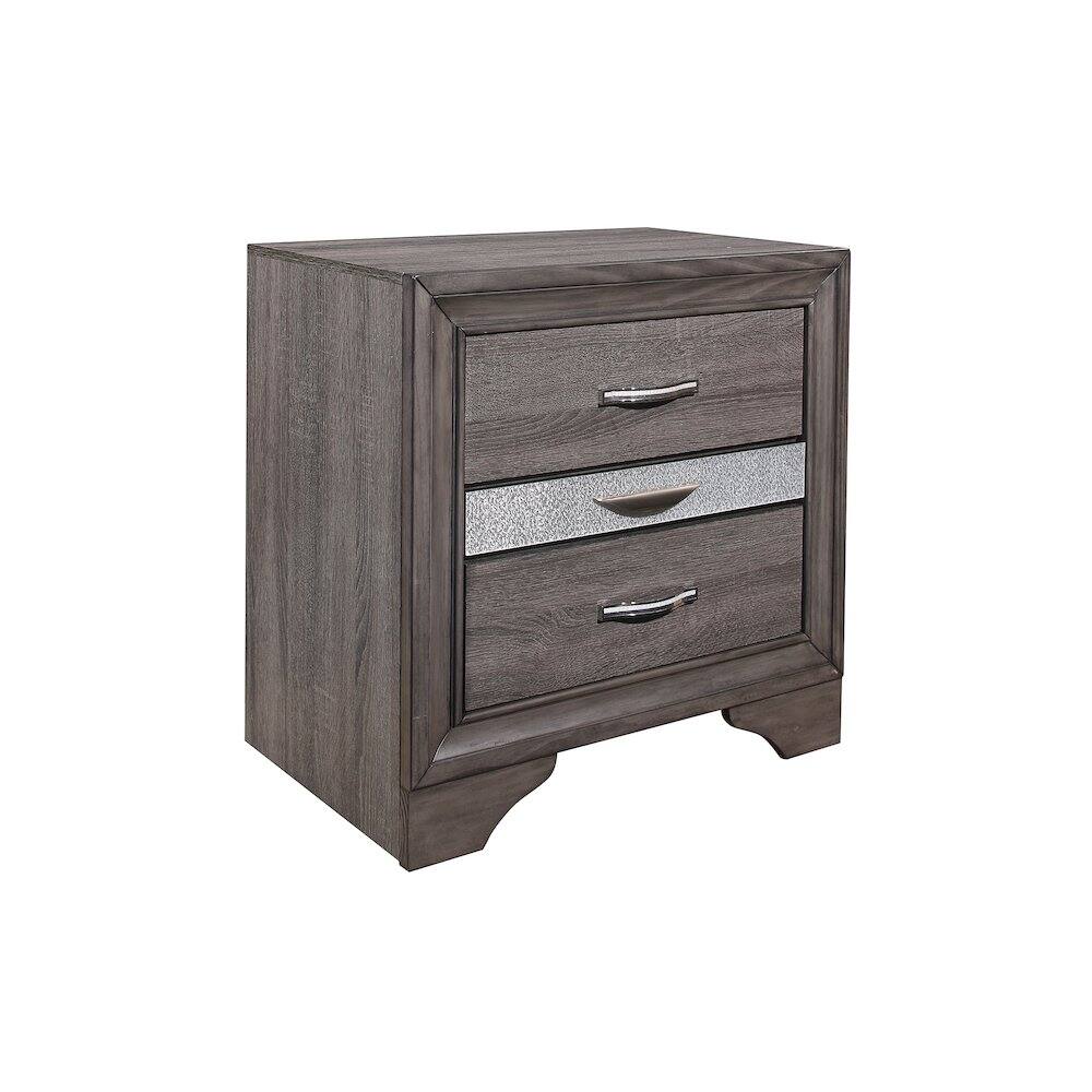 Alt View 2. Global Furniture USA - Traditional Glam Seville Grey Nightstand, Malamine Grey - Gray.