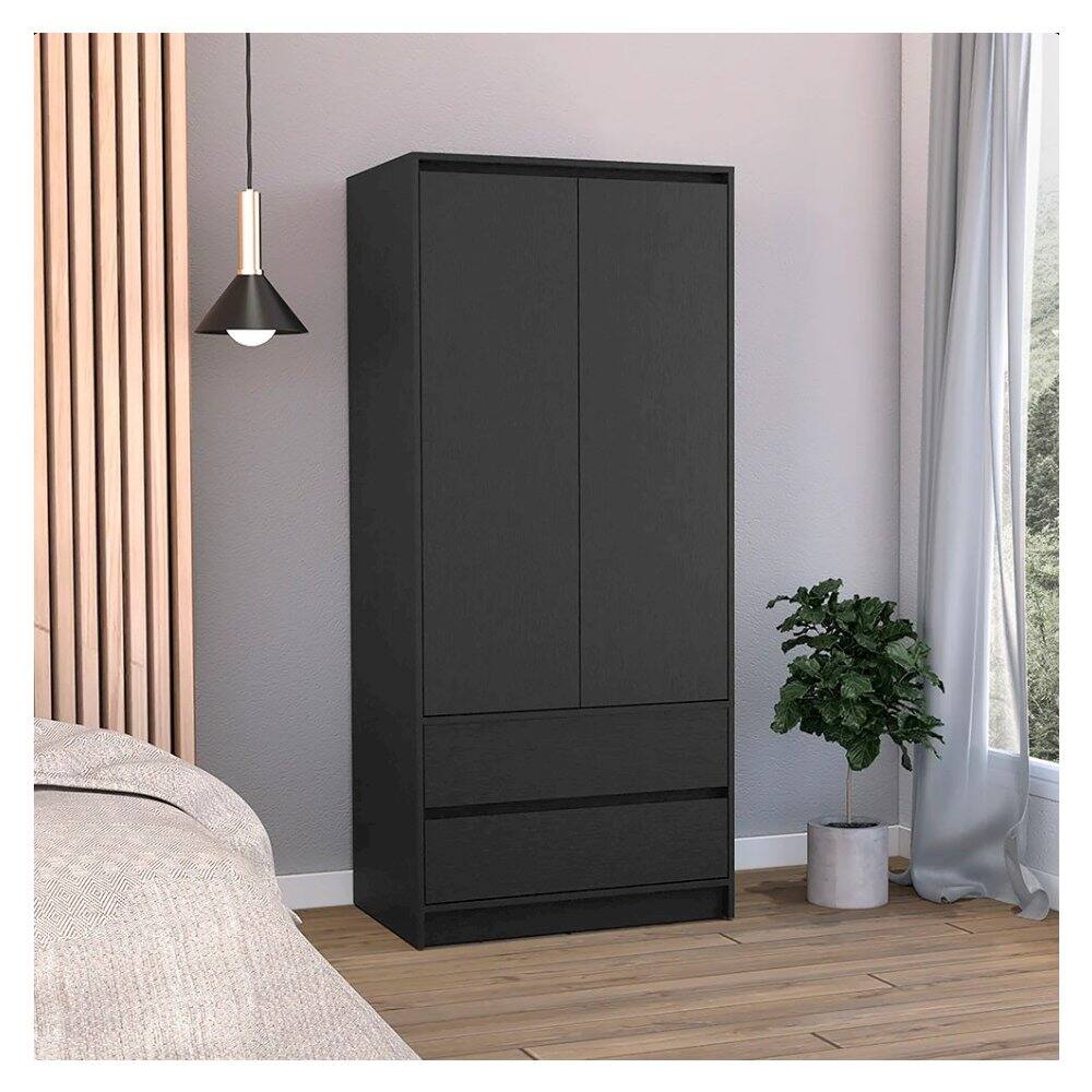 Alt View 2. TuHome - Austin Armoire Black MDF - Black.
