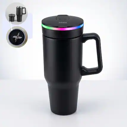 Front. BLENDi - Steel (21oz) 180W Insulated Portable Blender (NEW) - Black.
