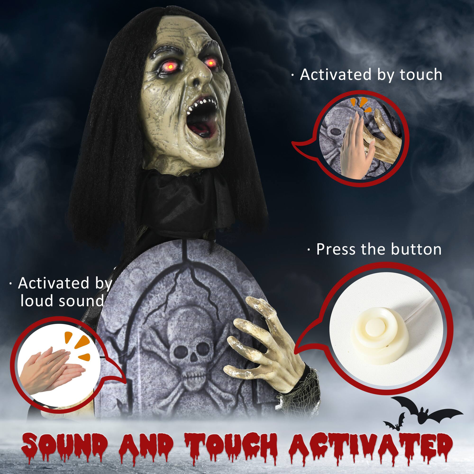 - Activated by touch
- Activated by loud sound
- Press the button

SOUND AND TOUCH ACTIVATER
