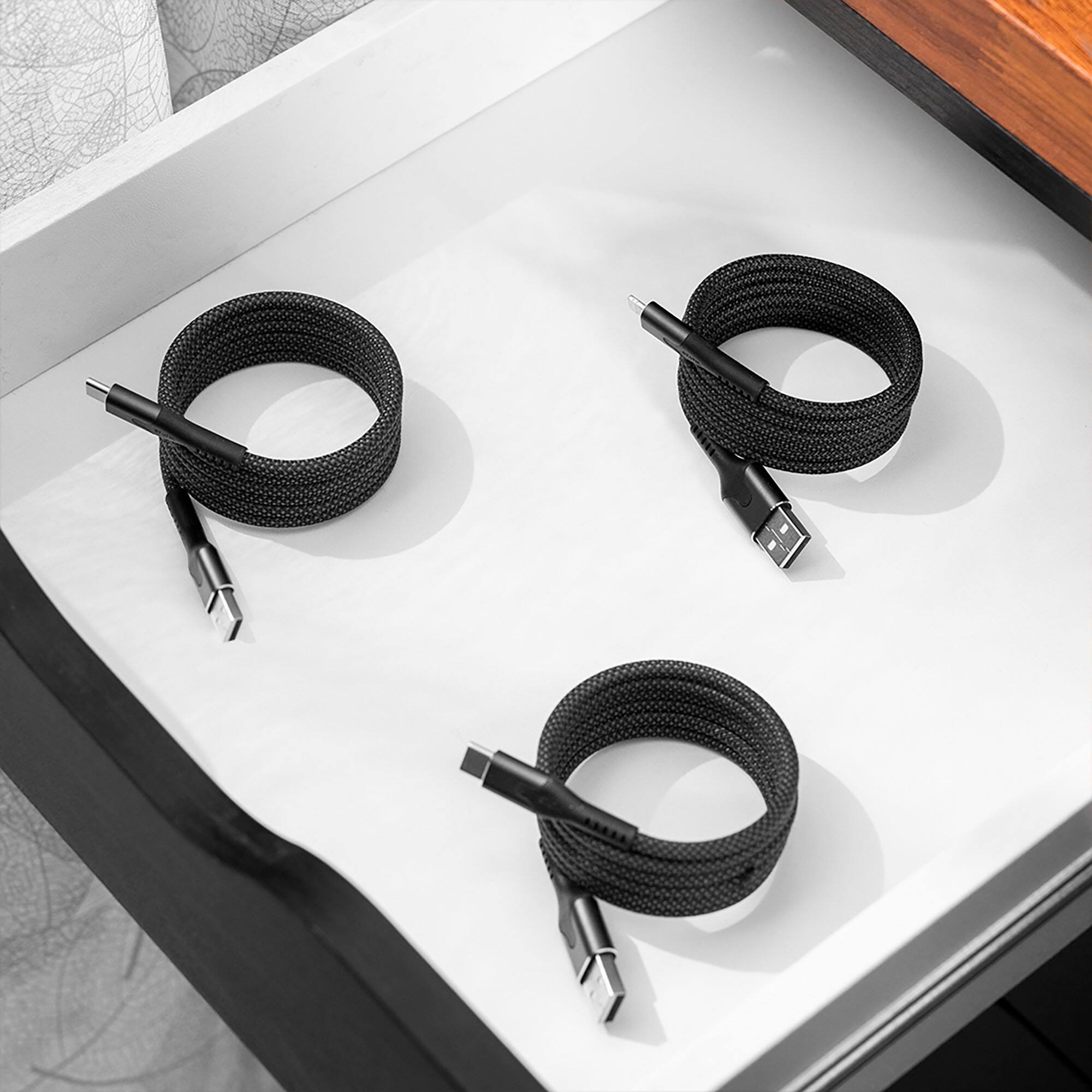 Alt View 15. STATIK - Magstack 3 Foot USB-A to USB-C Magnetic Charging Cable - Black.