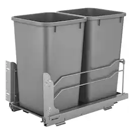 Rev-A-Shelf - Double Pullout Trash Can 27 qt. with Soft-close, 53WC-1527SCDM-217 - Silver