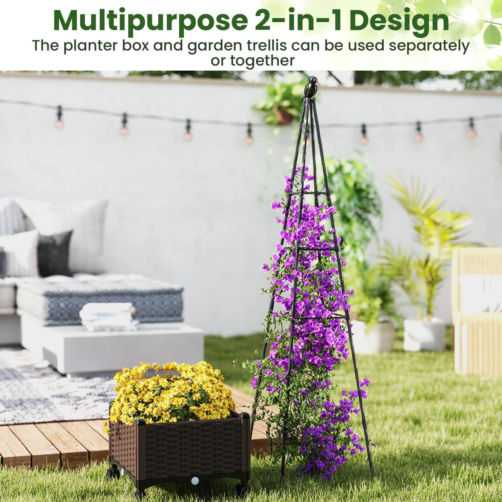 Multipurpose 2-in-1 Design  
The planter box and garden trellis can be used separately or together