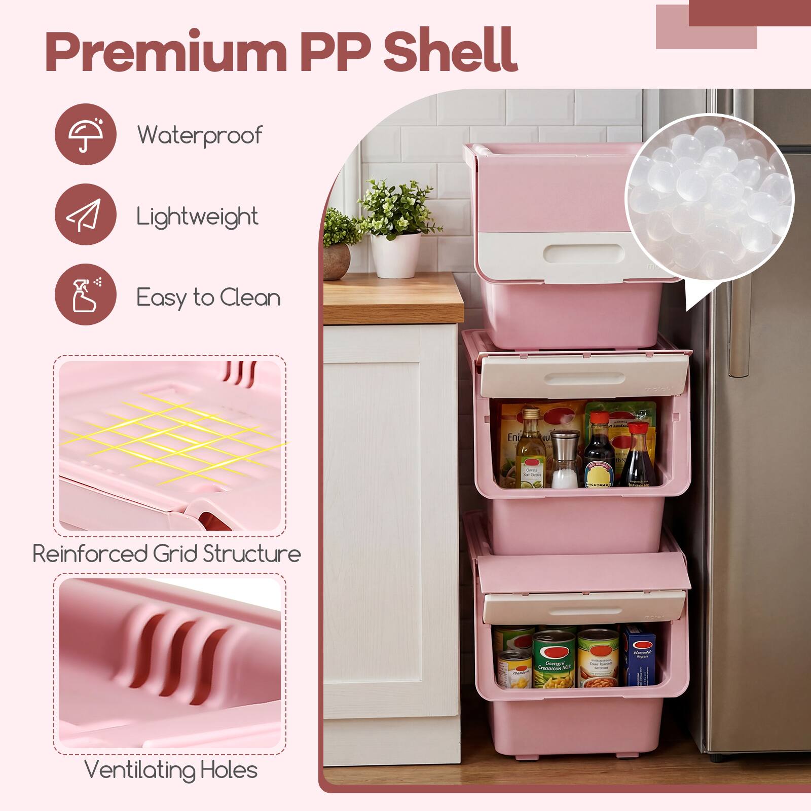 Premium PP Shell

- Waterproof
- Lightweight
- Easy to Clean

Reinforced Grid Structure

Ventilating Holes