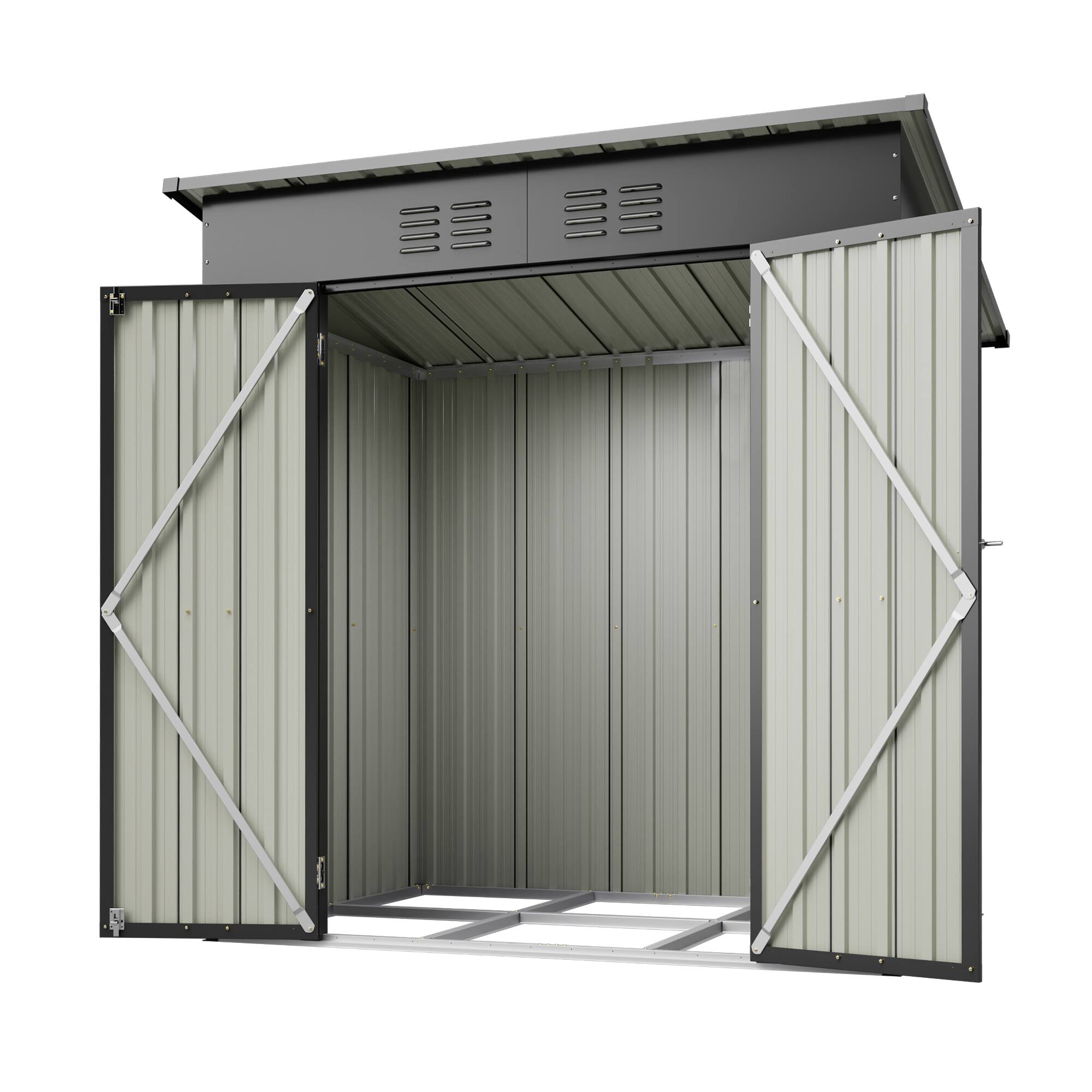 Alt View 8. Mondawe - 6x4 FT Outdoor Storage Shed With Floor Base - Black.